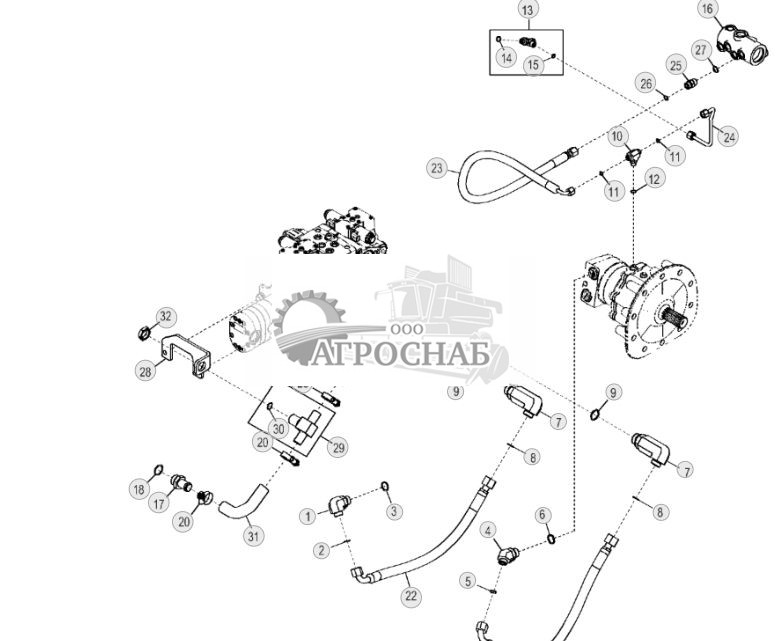 Гидросистема правого гидростатического привода (ЭГ управление) (односкоростной) - ST2435 192.jpg